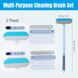 2-Pack Multi-Functional Pet Hair Remover Brush, Cat and Dog Hair Removal with 60cm Extendable Handle (Extends up to 92cm), For Carpets, Sofa, Bedsheets, Clothing, Glass & Window Screens