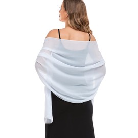 Pukguro Shawl Wraps for Women White Sheer Chiffon Evening Wraps Elegant Soft Silky Wedding Scarf White 79 * 18''