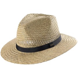 Scippis Barrow Airy Straw Hat for Men and Women, Summer Hat with Black Hat, Breathable Outdoor Hat for Leisure, Holiday & Garden, natural, M