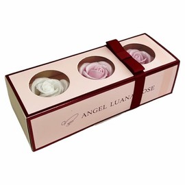 Q-FLA Ruana Rose Shape Hand Wash Soap Set of 3 Three Rose "Angel Luana Rose" White/Pink/Purple W22xD8xH6cm