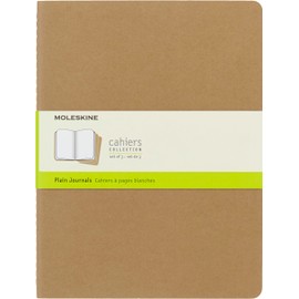 Moleskine Cahier Journal (Set of 3) Notebooks With Blank Pages, Cardboard Binding And Cotton Embroidery