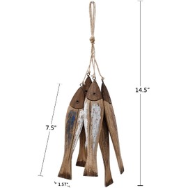 Wood Fish Decor Ornament Hanging Wooden Fish Decoration Hand Carved Wooden Fish Wall Art Decor Nautical Theme Decoration