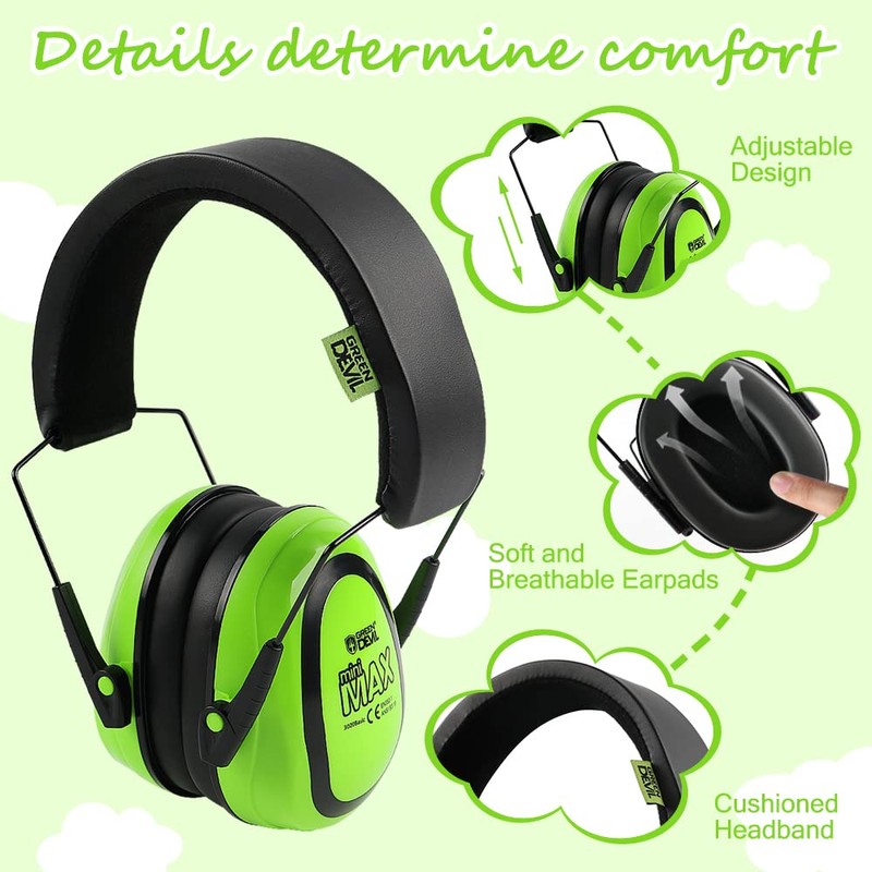 GREEN DEVIL Kids Hearing Protection Ear muffs 27dB Noise Cancelling