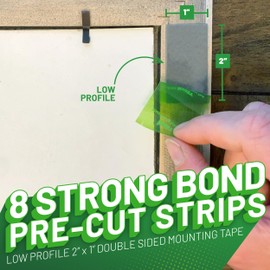 Krazy Tape Strong Bond Mounting Tape Heavy Duty, Double Sided Tape, 1" x 2" Grey Adhesive Strips (Pack of 8 Pre-Cut Pieces)