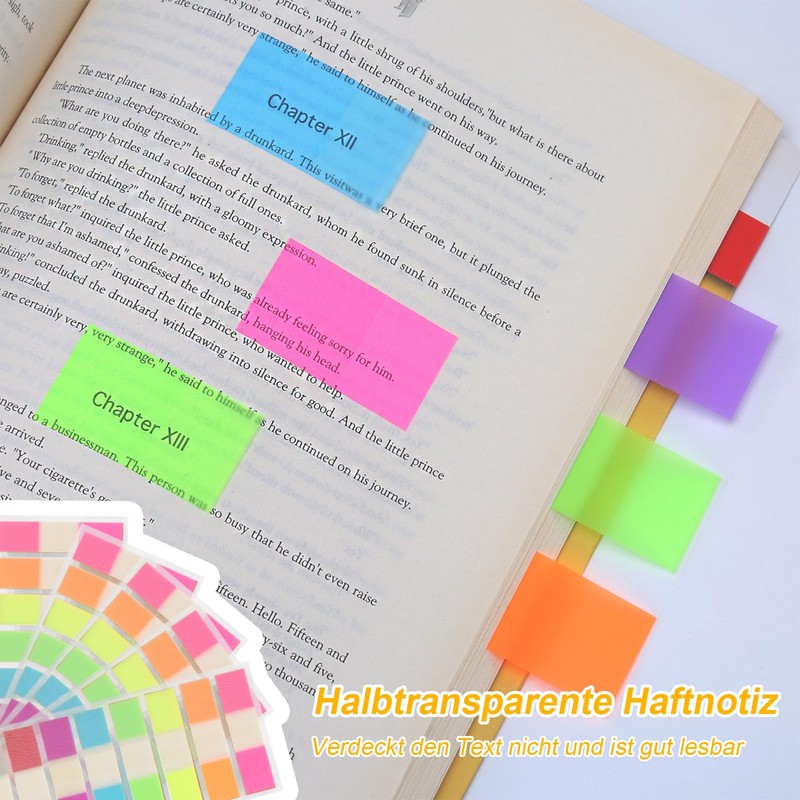 Huotflame Transparente Haftnotizen Index Tabs – 10 Farben PET Klebezettel