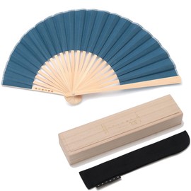Summer Fan, Asymmetric, Easy to Fan, Fan Bag, Box Included, Present, Gift, Nishikawa Shoroku Shoten Fashion Fan, Crafts (Navy)