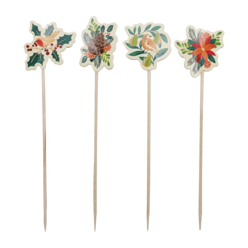 PME Christmas Treats Picks Festive Foliage (Pack of 24) Paper