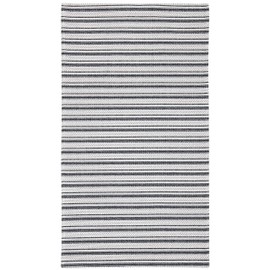MARTHA STEWART x SAFAVIEH 8'0" x 10'0" Charcoal/Grey MSR419H Contemporary Stripe Cotton Area Rug