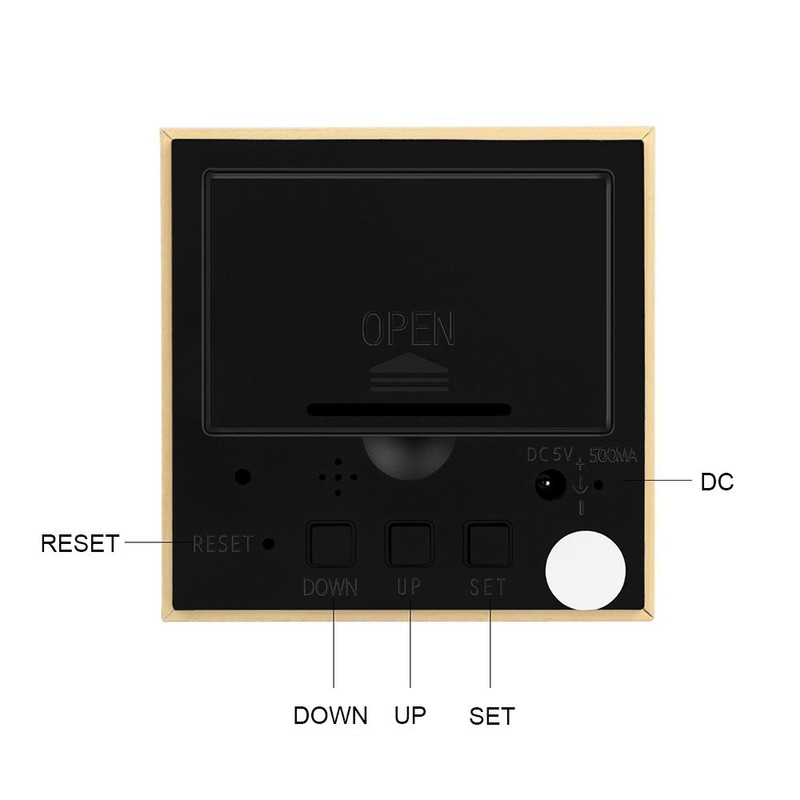 Onerbuy Wooden Digital Cube Alarm Clock Touch Sound Activated Desk