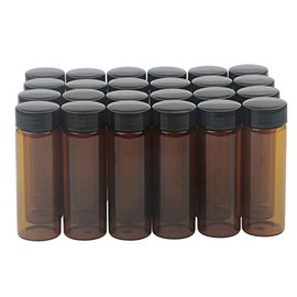 jiuwu 30ml (1 Oz) Brown Glass Vials Liquid Bottles Lab Screwcap Capacity Sample Travel Container Pack of 24