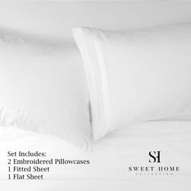 1500 Supreme Collection Extra Soft Full Sheets Set, White - Luxury Bed Sheets Set with Deep Pocket Wrinkle Free Hypoallergenic Bedding, Over 40 Colors, Full Size, White