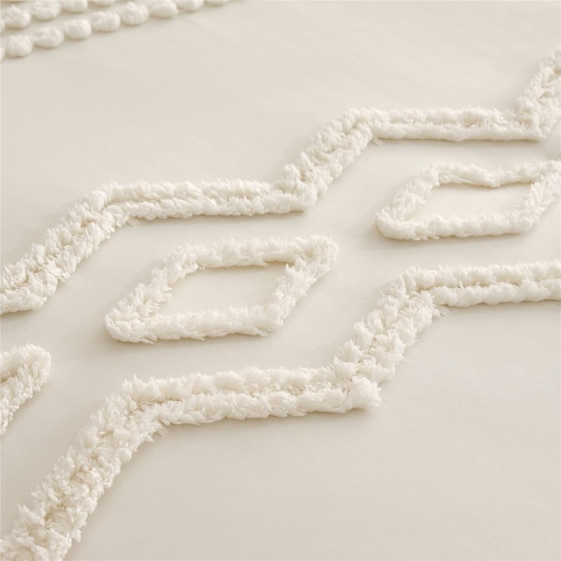 KAKIJUMN White Tufted Comforter Set Full Size 7 Piece Bed