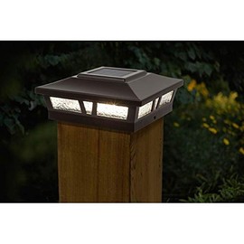 MISC 6x6 Brown Aluminum Solar Post Cap (Set of 2) Glass Dusk to Dawn Lights Energy Efficient