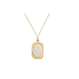 WLLAY Vintage Ancient Mirror Pendant Necklace Long Chain For Women Jewelry Gift (B:gold-tone)
