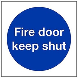 V Safety Fire Door Keep Shut Mandatory Sign - Square - 100mm x 100mm - 2mm Rigid Plastic