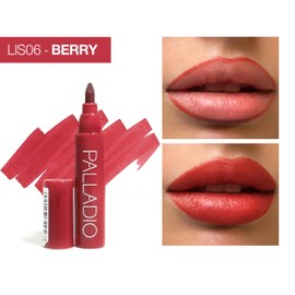 Palladio Lip Stain, Hydrating and Waterproof Formula, Matte Color Look, Longlasting All Day Wear Lip Color, Smudge Proof Natural Finish, Precise Chisel Tip Marker, Berry