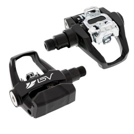 BV Bike Pedals with Toe Clips, Compatible with Shimano SPD or Look Delta 9/16'' - Peloton Pedals for Regular Shoes - Toe Cages for Peloton Bike - Exercise Bike Pedals - Universal Fit Bicycle Pedal