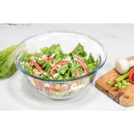 Red Co. 10.5” Dia Round Clear Glass 3 Qt Mixing Prep and Serving Bowl, Large