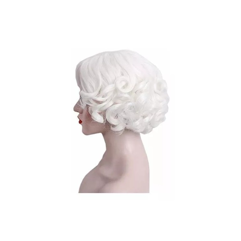 Stfantasy Peluca Blanco Rizado Con Fleco Stfantasy