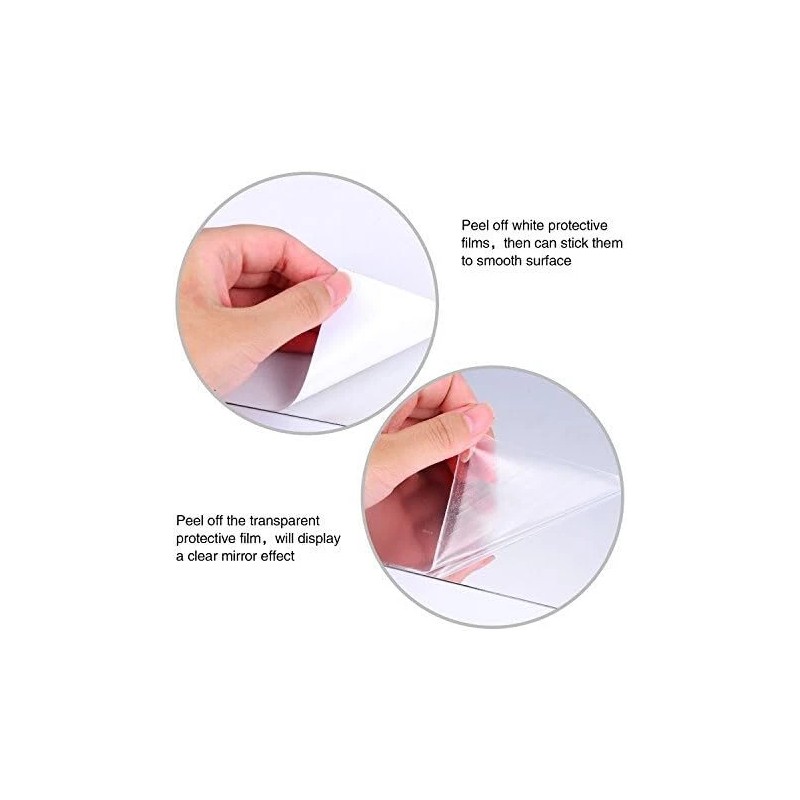 BBTO Self Adhesive Mirror Sheets 9 Pieces Various Sizes Non