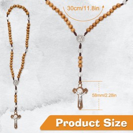 Jagowa Wood Rosary Necklace - Religious Collection with Wood Beads and Cross
