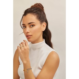 HolidayQbee Silver And Gold Bracelets For Women Two Tone Bracelet Link Bracelets Adjustable Bracelets Fashion Silver And Gold Bracelets Jewelry Present