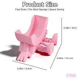 PLLCJB 2Pack Cute Hanging Sponge Holder with Drainage, 3D Printed Sponge Holder, Funny Sponge Stand for Kitchen Sink, Keeps Your Sponge Dry & Smiling, No Sponge