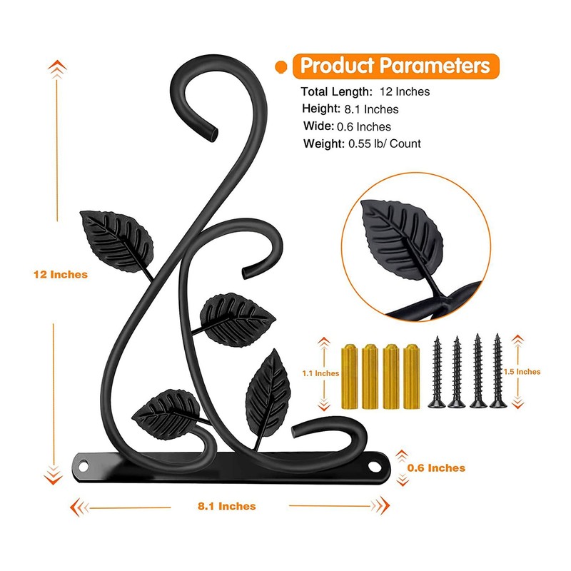 2pcs Hanging Plant Bracket Heavy Duty Rust Resistant Durable Iron