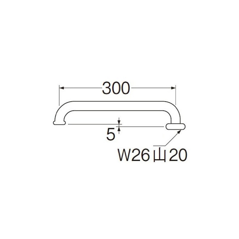 SANEI Horizontal Pipe, Pipe Length 11.8 inches (300 mm), Pipe