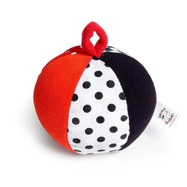 Genius Baby Toys | My Baby's First Soft Plush Ball in Black, White, Red with Jingle Chime