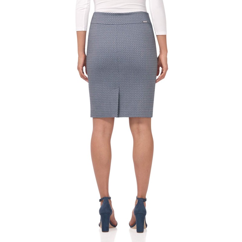 Rekucci Falda midi para mujer con ajuste cómodo, Azul Burbujas,