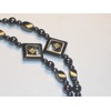 Hematite Square Design Beaded Eyeglass Chain With Ring 28 inches
