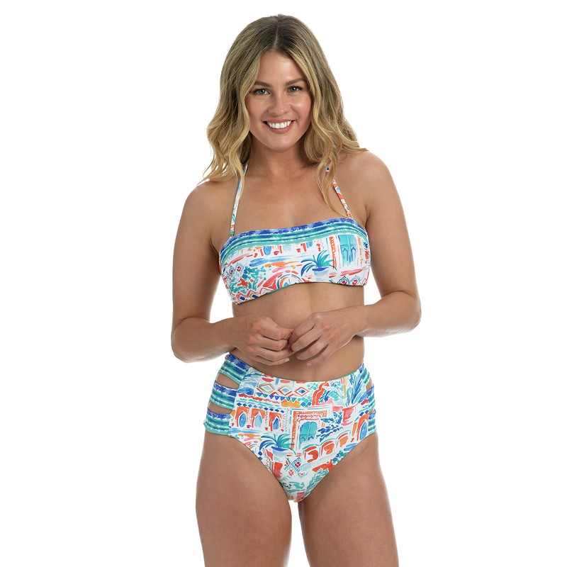 La Blanca Top de Bikini Bandeau estándar para Mujer, Multi/Terra