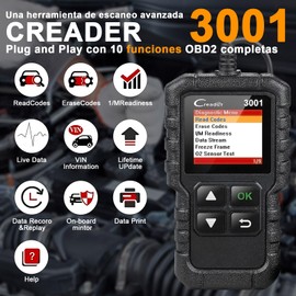 VKUJDT Escáner Automotriz Professional，OBD2 Escáner,Lector de Códigos Universal，Plurilingüe Escáner Automotriz，herramienta de escaneo de diagnóstico para todos los coches de protocolo OBDII desde 1996