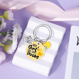 Luvsweets Duck Keychain Gifts For Duck Lovers - Just a Girl Who Love Ducks Keychain, Funny Duckies Birthday Presents for Besties Sisters Girlfriends, Christmas Gifts for Women Girls, Duck, duck