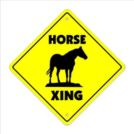 Horse Crossing Sign Zone Xing | Indoor/Outdoor | 14" Tall Plastic Sign Horses Farm Farmer Rider Riding Lessons Pony tack