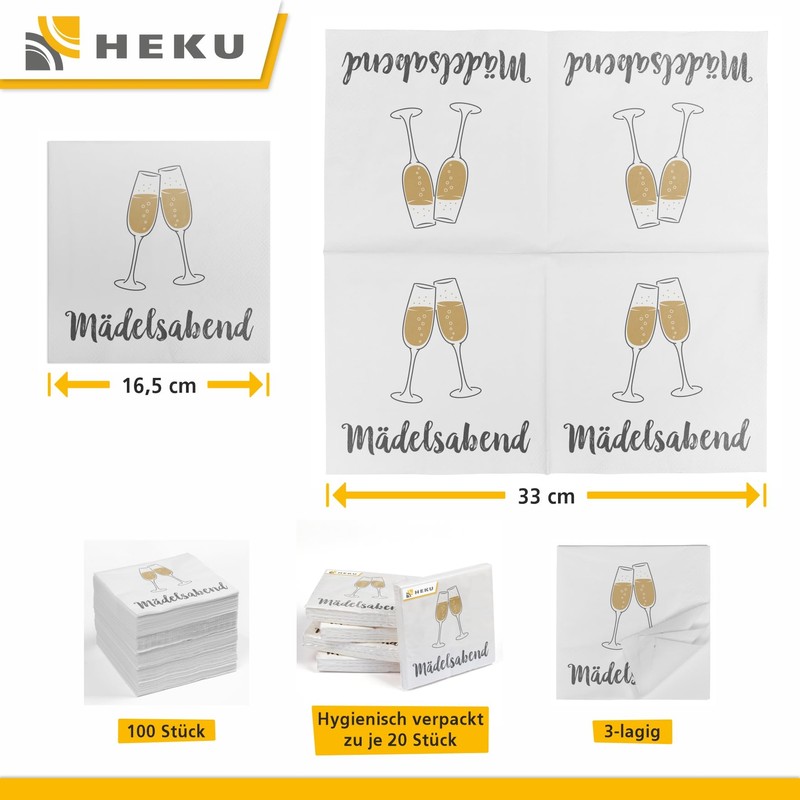HEKU 30243-329 100 napkins, cellulose, ‘Mädelsabend' (German language)