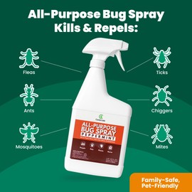 Cedarcide All-Purpose Bug Spray | Kill and Control Mosquitos, Fleas, Ticks, Ants | Made with Natural Essential Oils | Use on People, Pets & Kids (Peppermint, Quart (32 Oz.)) | Cedarcide