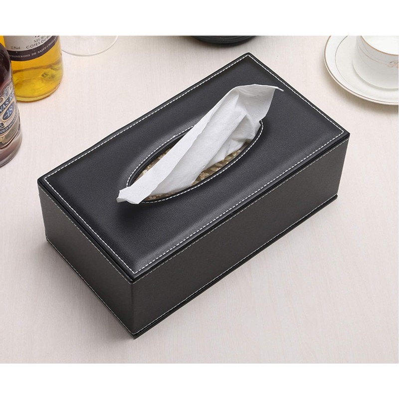 Tebery Rectangular PU Leather Tissue Box Napkin Holder for Home