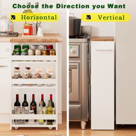 TEAMIX TEAMIX 4 Tier White Slim Storage Cart with Handle, 7.9'W Slide Out Storage Rolling Utility Cart Mobile Shelving Unit Organizer Trolley for Small Spaces Kitchen Laundry Narrow Places