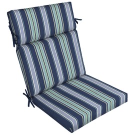 Arden Selections Outdoor Chair Cushion, 21 x 20, Water Repellent, Fade Resistant 21 x 20, Sapphire Aurora Blue Stripe