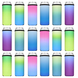 Wegics Slim Can Cooler Sleeves Soft Insulated Blank Neoprene Skinny Can Cooler, HTV Friendly Plain Black Can Sleeves for Soda, Beer & Water Bottles,for Parties Weddings Events Gifts(Glitter,18)