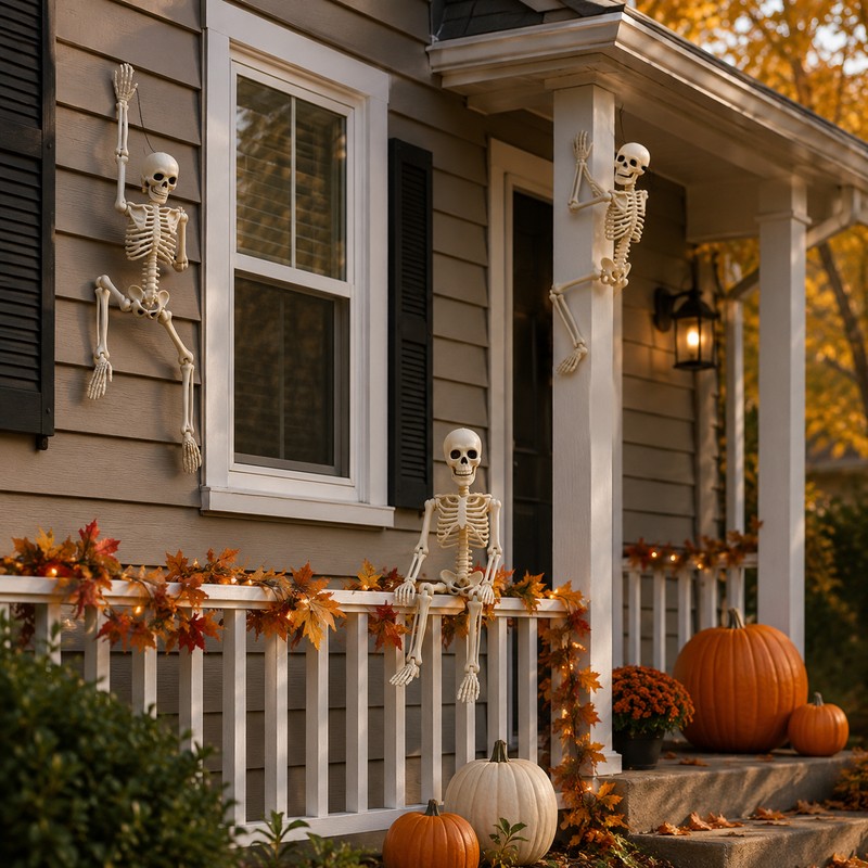 2 Pcs Posable Halloween Skeleton for Spooky Decorating – 15.7-Inch