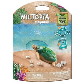 PLAYMOBIL WILTOPIA 71058 Giant Turtle Made of Sustainable Material Including Many Accessories and Animal Trading Card with QR Code and Exciting Audio Content, from 4 Years, Multi