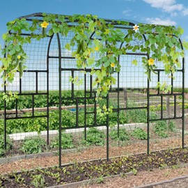 UrGROWA Outdoor Garden Arch Trellis, 87" H Large Garden Trellis for Climbing Plants, Metal Plant Support Trellis Archway Arbor Tunnel Large Trellis for Vegetables Plant Cucumber Trellis