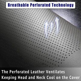 AmazeCov Non Slip Headrest Cover for Recliner Chair, Breathable Perforated PU Leather Lazy Boy Recliner Headrest Cover, Furniture Headrest Protector for Office Chair Theater Seat and Sofa,Dark Gray