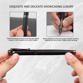 BOCIYER Luxury Fountain Pen Set,Ink Pen for Smooth Writing,Medium Nib,Includes 10 Ink Cartridges&Ink Converter,Best Pen Gift Case for Men & Women,fancy,Journaling,Executive Office pen-Black