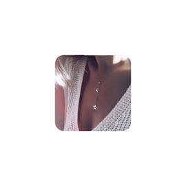 Aneneiceera Boho Hollow Star Y Necklace Gold Collar Chain Minimalist Lariat Necklace Star Pendant Necklace Star Toggle Clasp Necklace Jewellery for Women Girls, Metal Material