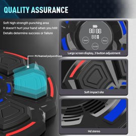 TGHIJKK 2024 Smart Music Boxing Machine: Home Wall-Mounted Training Gear - Bluetooth Interactive Fun - Fitness and Reflex Improvement