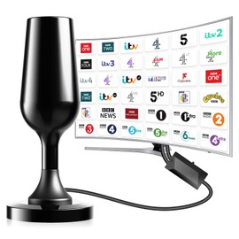 Digital Tv Aerial Indoor, Portable Indoor Aerial for Smart TV, Freeview HDTV Ariels Inside for Local Channels with Booster & Magnetic Base, 4k 1080P Usb Hdtv Antenna for Television & VHF/UHF/DAB